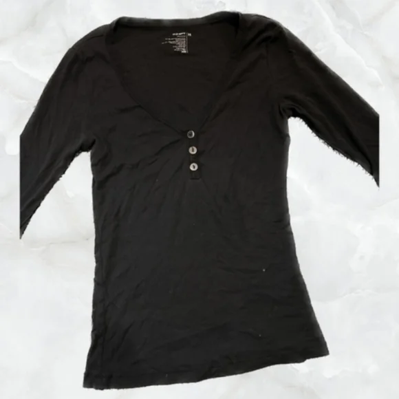 Y2k Medium Black V-Neck Buttoned Womens Top Old Navy - Picture 1 of 13